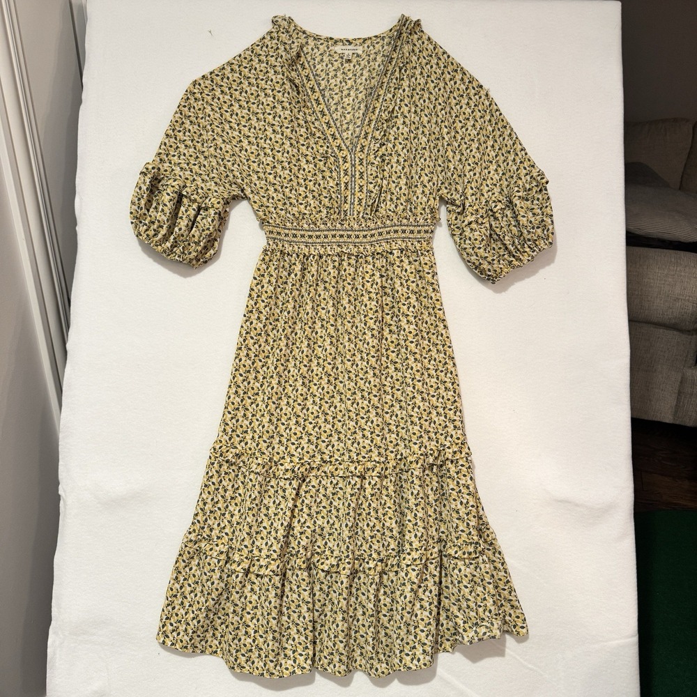 Max Studio Dress SZ 4 Maxi Tiered Ruffle Peasant‎ Prairie Cottage Country NWOT